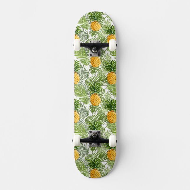 Tropiska handflatanlöv & ananas skateboard bräda 19,5 cm (Framsida)