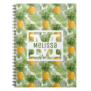 Tropiska handflatanlöv & ananas tillfogar ditt anteckningsbok med spiral