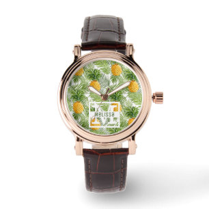 Tropiska handflatanlöv & ananas tillfogar ditt armbandsur