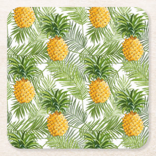 Tropiska handflatanlöv & ananas underlägg papper kvadrat