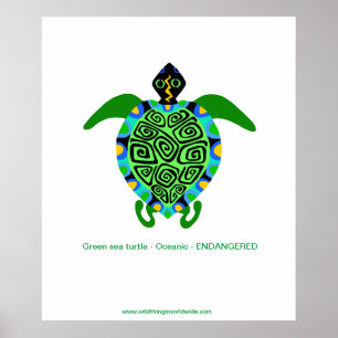 Tropiska havet TURTLE - utrotningshotade arter - p Poster