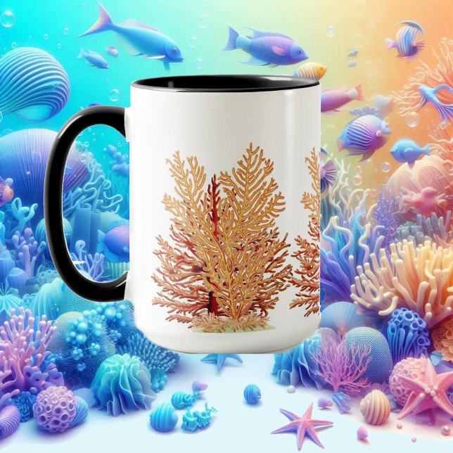 Tropiska havets färgstarka korallrev Mugg vid (Tropical Sea Colorful Coral Reef Ocean Mug)