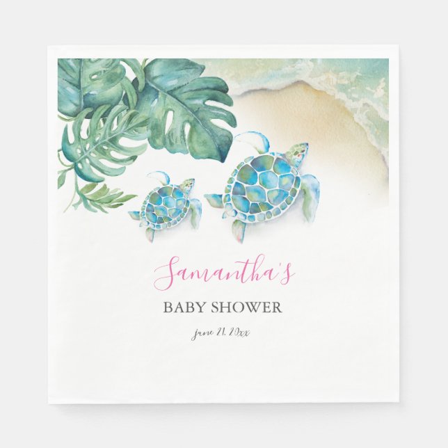 Tropiska havets sköldpadda, vattenfärg pappersservett (Framsidan)