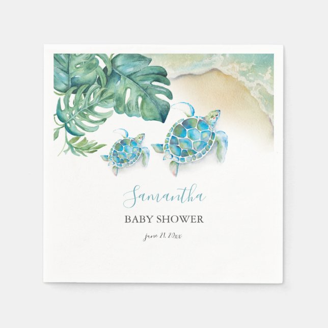 Tropiska havets sköldpadda, vattenfärg pappersservett (Framsidan)