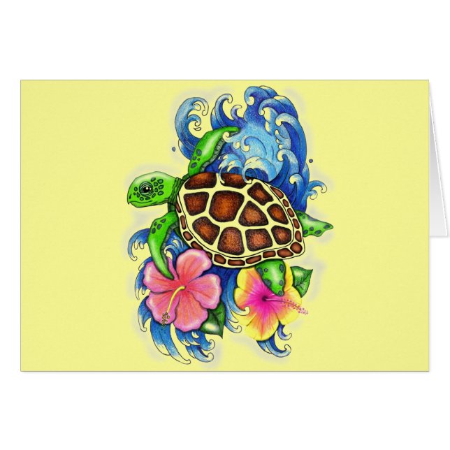 Tropiska havets sköldpaddor hälsningskort (Framsidan Horizontal)