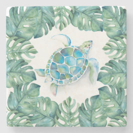 Tropiska havsköldpaddan och Handflatan Löv Stenunderlägg