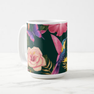 Tropiska havsområden: Mugg med Blommigt och fågeld