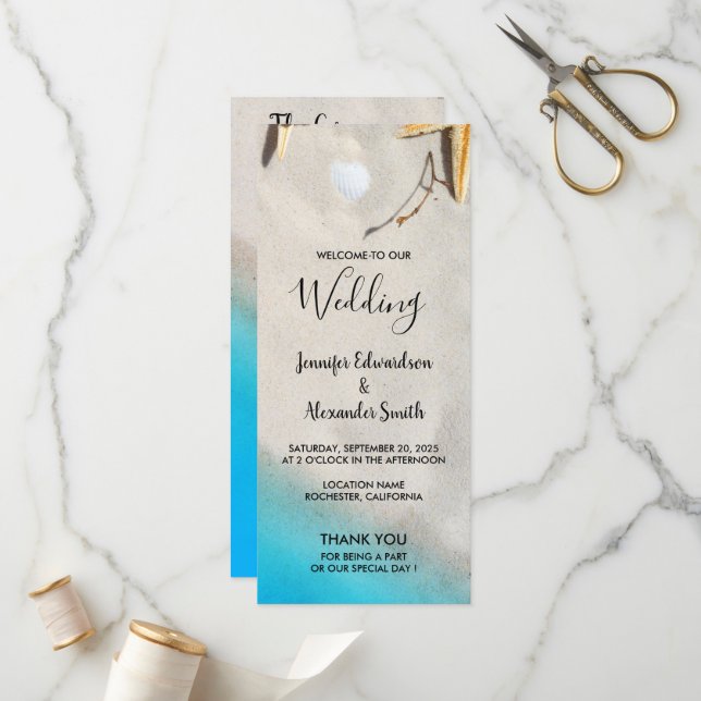 Tropiska havssandstranden, stjärnfisk bröllop program (Fram/Back In Situ)