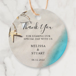 Tropiska havssandstranden Tack bröllop Gåvor Etiketter