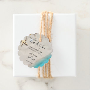 Tropiska havssandstranden Tack bröllop Gåvor Etiketter