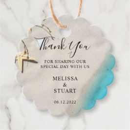 Tropiska havssandstranden Tack bröllop Gåvor Etiketter