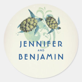 Tropiska havssköldpaddor Bröllop Runt Klistermärke