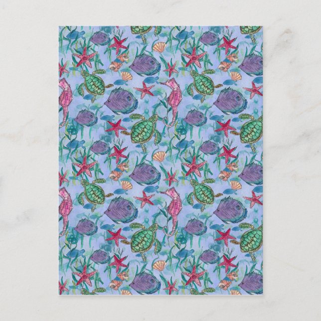 Tropiska havssköldpaddsfiskar vykort (Framsida)