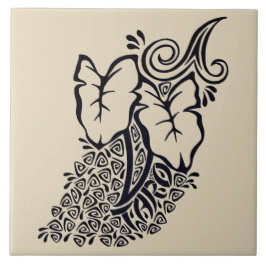 Tropiska hawaianska stam- den keramiska Taroväxten Kakelplatta