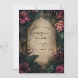 Tropiska Hawaii boho palmer blommande Bröllop  Inbjudningar
