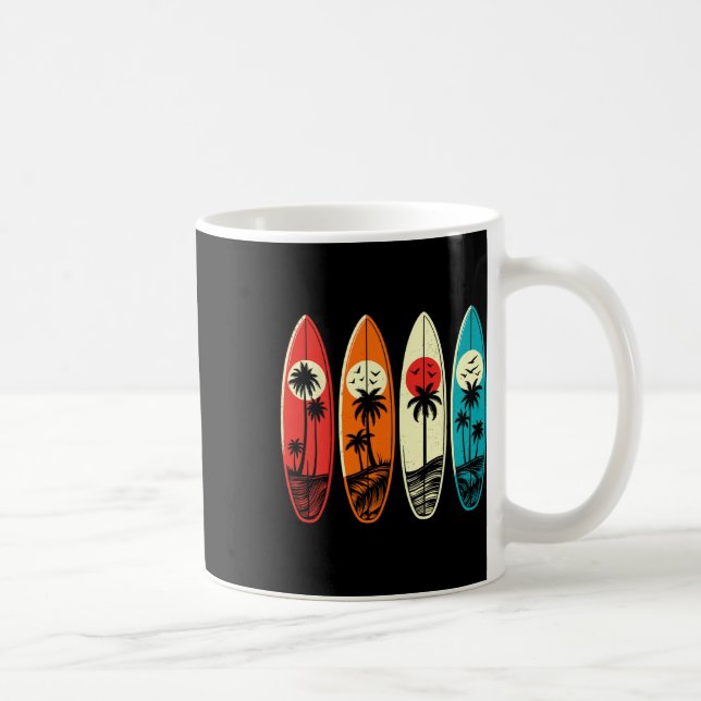 Tropiska Hawaii Palm Surfing Strand Surfbräda Retr Kaffemugg (Höger)