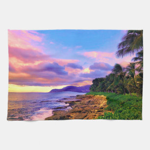 Tropiska Hawaii Seashore Sunset Kökshandduk