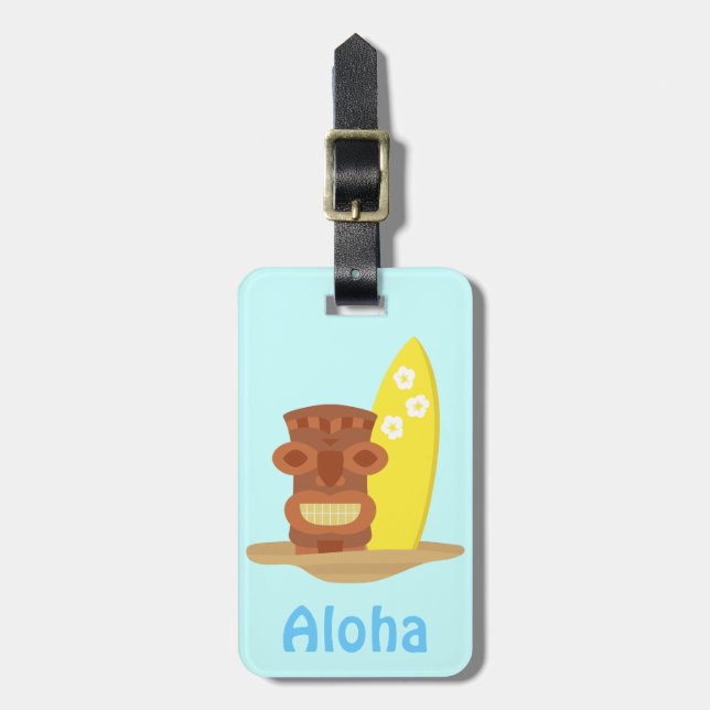 Tropiska Hawaii Tiki Strand Surfbräda Bagagebricka (Vertikal Framsida)