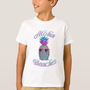 Tropiska Hawaiianska anananas Aloha-stränder T-shirt