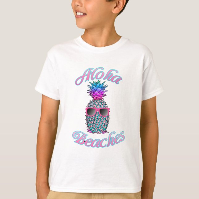 Tropiska Hawaiianska anananas Aloha-stränder T-shirt (Framsida)