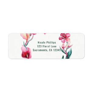 Tropiska hawaiianska blommor Elegant bröllopsfest Returadress Etikett