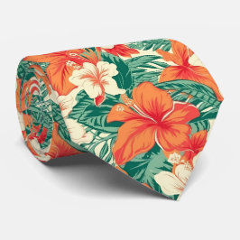 tropiska hawaiianska blommor och löv mönster slips