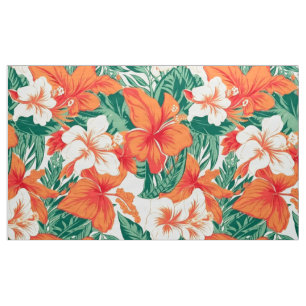 tropiska hawaiianska blommor och löv mönster tyg