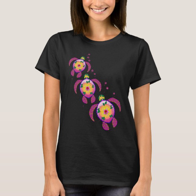 Tropiska Hawaiianska honu Turtles T Shirt (Framsida)