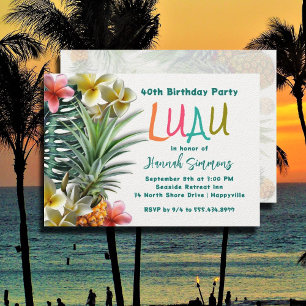 Tropiska hawaiianska Luau-födelsedagsfestinladning Inbjudningar