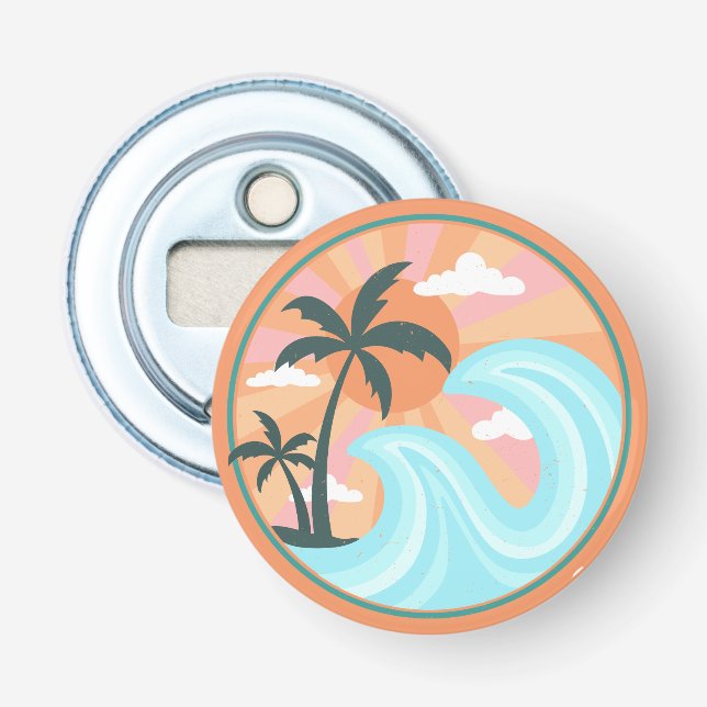 Tropiska Hawaiianska ön Handflatan Träd Good Vibes Flasköppnare (Framsidan)