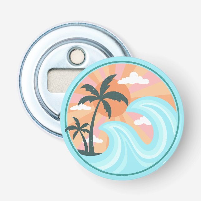 Tropiska Hawaiianska ön Handflatan Träd Good Vibes Flasköppnare (Framsidan)