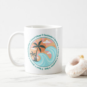 Tropiska Hawaiianska ön Handflatan Träd Good Vibes Kaffemugg