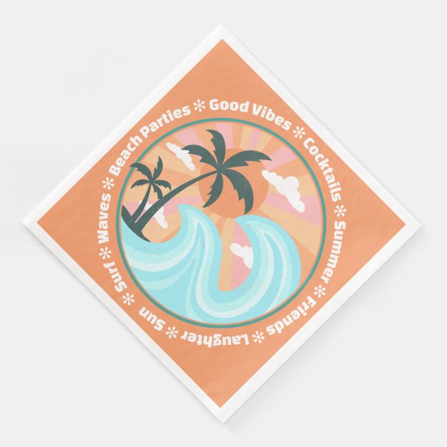 Tropiska Hawaiianska ön Handflatan Träd Good Vibes Pappersservett (Hörn)