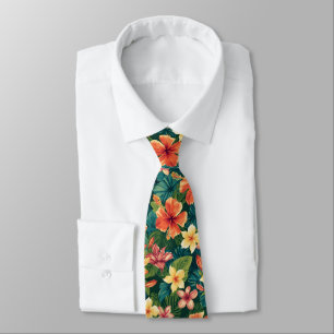 Tropiska hawaiianska palmer Blommigt sommar mönste Slips