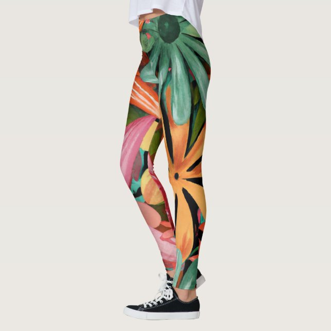 tropiska/hawaiiska/blommigt/blomma leggings (Vänster)