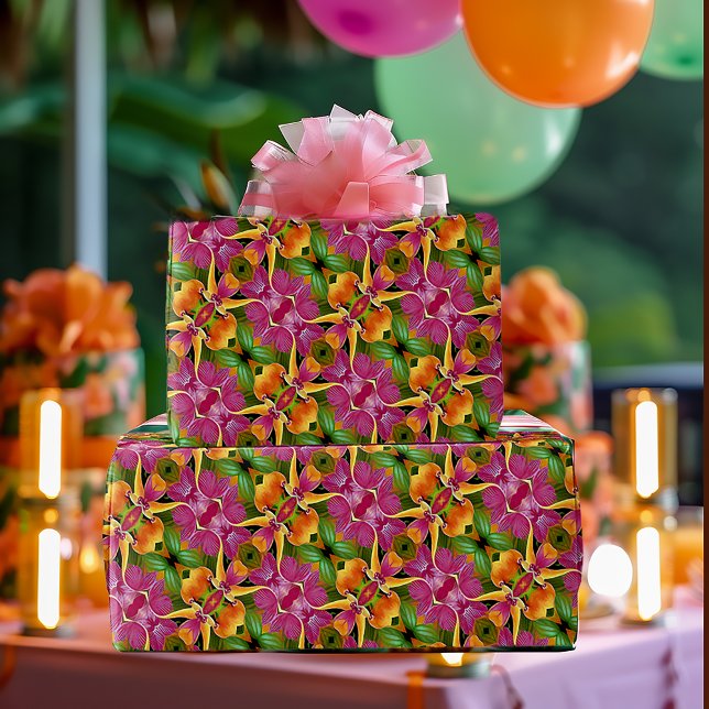 Tropiska hawaiiska Blommigten Bohemian Aloha Presentpapper (Hawaiian Floral Bohemian Wrapping Paper)