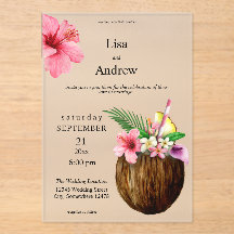Tropiska hawaiiska Blommigten & Coconut Bröllop