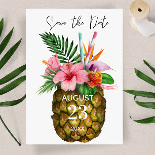 Tropiska hawaiiska Blommigten och ananas Spara dat Vykort