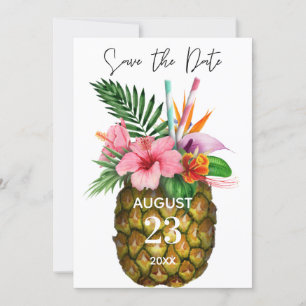 Tropiska hawaiiska Blommigten och Gulten ananas Spara Datumet