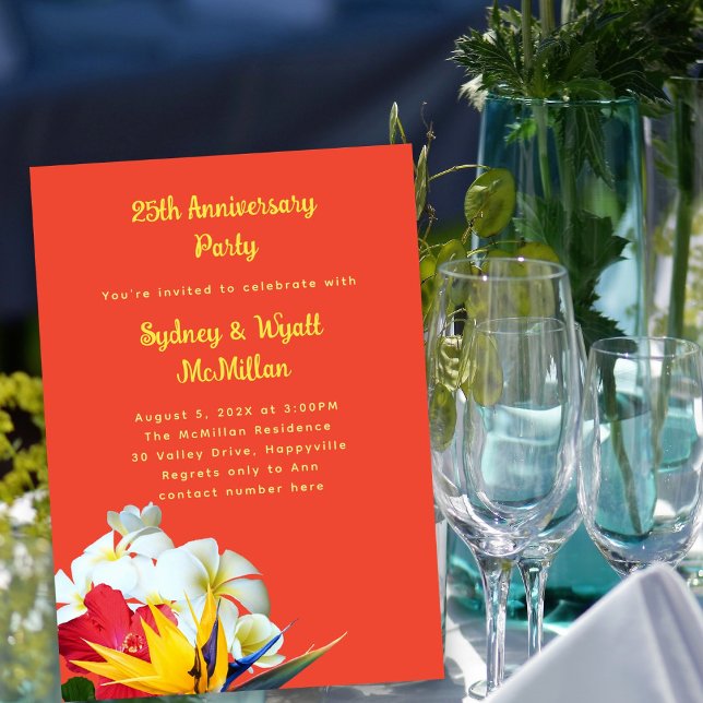 Tropiska hawaiiska Blommigtens årsdag Vows Inbjudningar (Skapare uppladdad)