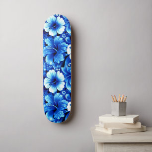 Tropiska Hawaiiska Flowers Hibiscus Cobalt Blue Mini Skateboard Bräda 18,5 Cm