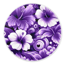 Tropiska Hawaiiska Flowers Hibiscus Lila Mönster Knopp