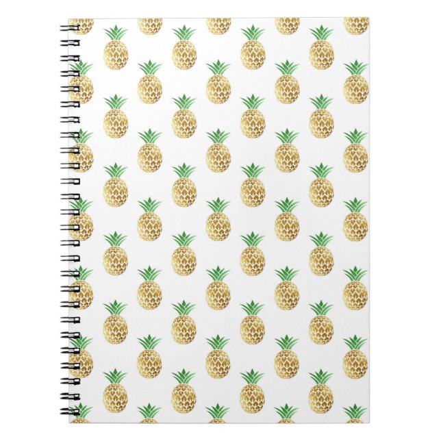 Tropiska hawaiiska guldfoil Pineapple Mönster Anteckningsbok (Framsidan)