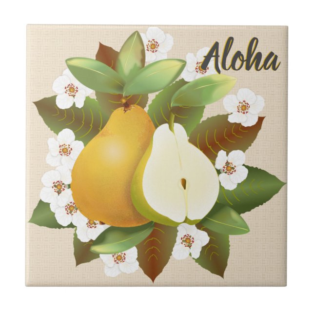 Tropiska hawaiiska päronfrukter kakelplatta (Framsidan)