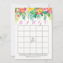 Tropiska hawaiiska Shower Bingo-kort