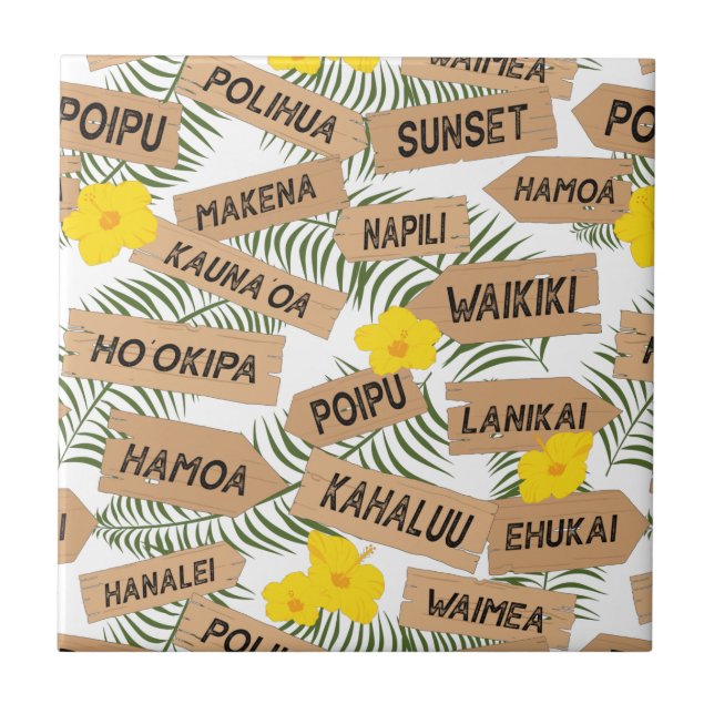 Tropiska hawaiiska stränder kakelplatta (Framsidan)