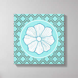 Tropiska hawaiiska turquise Flower Wall Art Gift Canvastryck