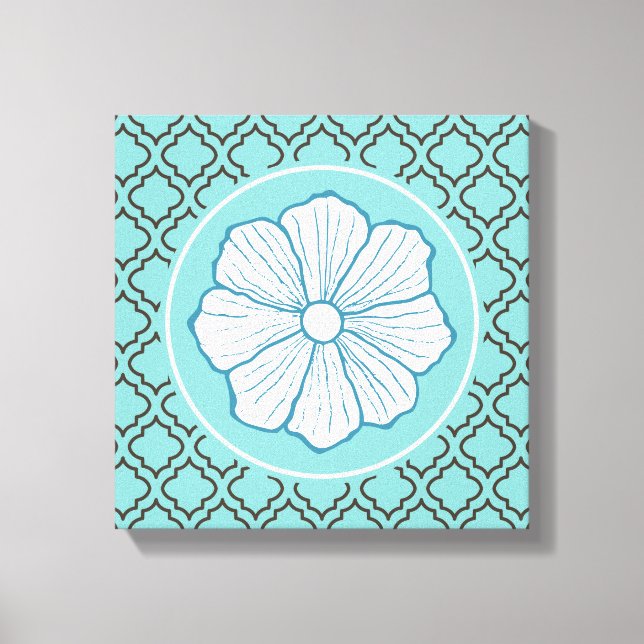 Tropiska hawaiiska turquise Flower Wall Art Gift Canvastryck (Framsida)