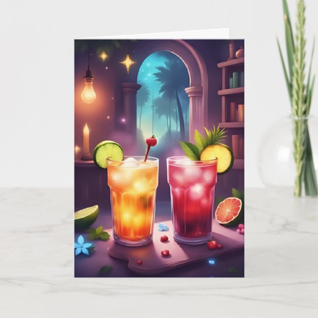 Tropiska Helgdag - Festive Cocktail-kort Kort (Framsida)