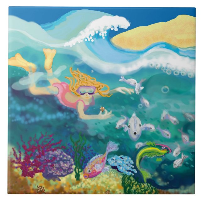 tropiska helgdag simma kakelplatta (Framsidan)